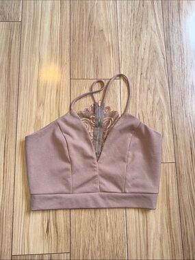 Love Culture Lace-Trim Strappy Crop Top - Dusty Rose